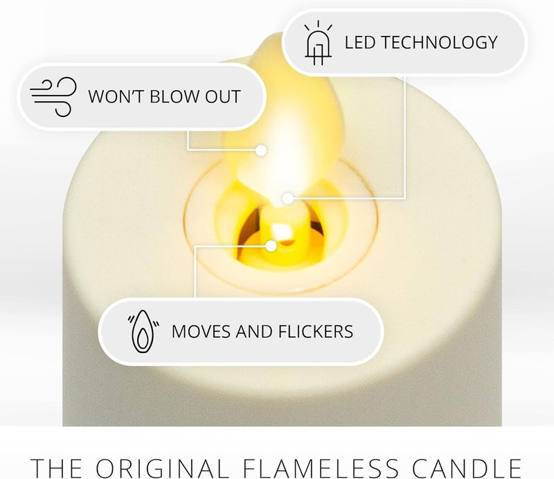 LUMINARA Outdoor Votive Flameless LED Candle, Set of 2 Ivory 1.5" x 4", Moving Flame Battery Operated Timer Remote Ready IPX4 Matte Plastic Finish - Image 2